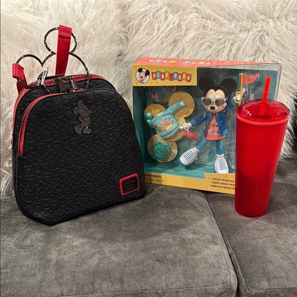 Loungefly Black and Red Mickey Mouse Backpack & Tumbler only Loungefly Disney Mickey Mouse Classic All-Over Print Mini  main image 4